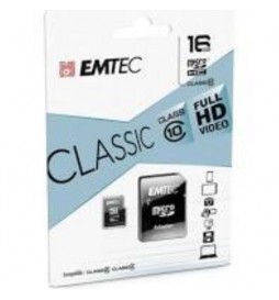 CARTE MICRO SDHC EMTEC 16GB  + ADAPTATEUR CL10 CLASSIC