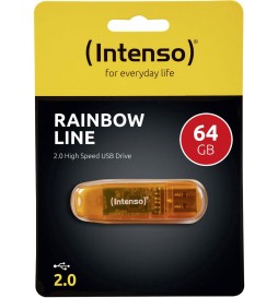 CLE USB 2.0 64 GO INTENSO RAINBOW LINE ORANGE