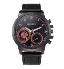 MONTRE MIGEER NOIR ET OR ROSE