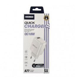CHARGEUR JELLICO A77 18W USB3.0 AVEC CABLE MICRO USB BLANC