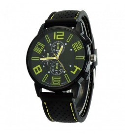 MONTRE NOIR NONAME CHIFFRES JAUNES