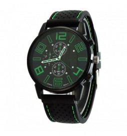 MONTRE NOIR NONAME CHIFFRES VERTS