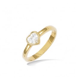 T60 BAGUE EN PLAQUE OR COEUR SERTI CLOS TAILLE 60