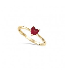 T54 BAGUE EN PLAQUE OR COEUR ROUGE TAILLE 54