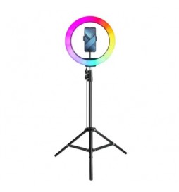 SUPPORT TREPIED TÉLÉPHONE  LAMPE LED RING STREAM RGB FULL COLOR 12 POUCES 