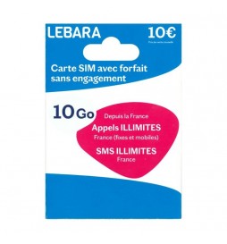 CARTE SIM LEBARA PRÉPAYÉE 10 ? + 200GO 5G
