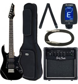 GUITARE ELECTRIQUE + AMPLI HARLEY BENTON RG-JUNIOR BK SET (TAILLE ENFANT)