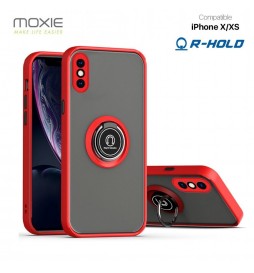 COQUE TPU COULEUR TRANSPARENTE NOIR CONTOURS ROUGE + RING IPHONE X