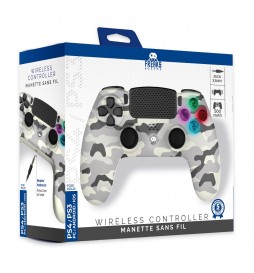 MANETTE PS4 SANS FIL FREEKS AND GEEKS CAMOUFLACHE BLANC AVEC JACK ET BOUTONS LUMINEUX 