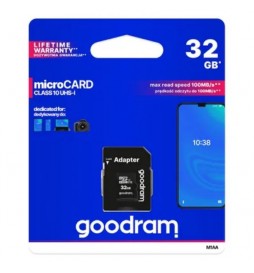 CARTE MEMOIRE GOODRAM MICROSD 32GB CLASS 10 UHS I 100MB/S AVEC ADAPTATEUR SD