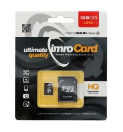 CARTE MÉMOIRE MICROSD IMRO 128 GO 100 MO/S CLASSE 10 UHS I AVEC ADAPTATEUR SD