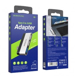 ADAPTATEUR BOROFONE DH1 USB-C TO 3 X USB3.0 SILVER