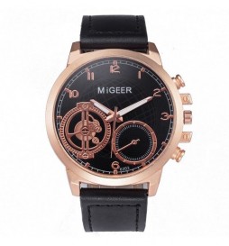 MONTRE MIGEER NOIR ECRAN OR ROSE