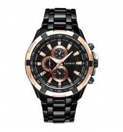 MONTRE CURREN 8023 BRACELET NOIR CADRAN GOLD ET NOIR