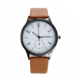 MONTRE NONAME MARRON CADRAN BLANC