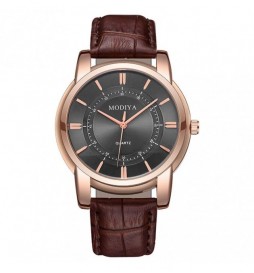 MONTRE MONDIYA BRACELET MARRON CADRAN NOIR ET OR