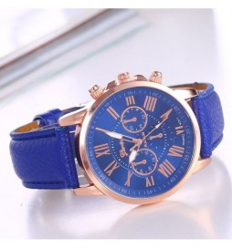 MONTRE GENEVA BLEU CADRAN BLEU CHIFFRE OR ROSE