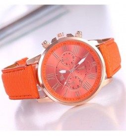 MONTRE GENEVA ORANGE CADRAN ORANGE CHIFFRE OR