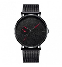 MONTRE NONAME NOIR CHIFFRE ROUGE