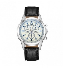 MONTRE MONDIYA BRACELET NOIR CADRAN BLANC