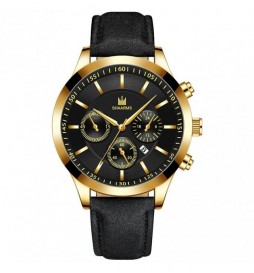 MONTRE SHAARMS NOIR CADRAN OR AVEC DATE