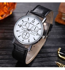 MONTRE GENEVA NOIR CADRAN BLANC