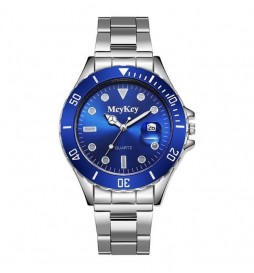 MONTRE MCYKCY BRACELET GRIS ECRAN BLEU AVEC DATE