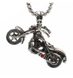 PENDENTIF MOTO DEAD BIKER  ACIER TITANE INOXYDABLE 