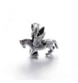 PENDENTIF CHEVAL AILÉS ACIER TITANE 