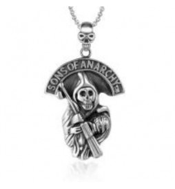 PENDENTIF SIGLE LA FAUCHEUSE SONS OF ANARCHY ACIER TITANE 