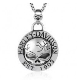 PENDENTIF ROND HARLEY DAVIDSON EST 1903 EN ACIER TITANE 