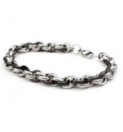 BRACELET EN ACIER INOXYDABLE 316L  CHAÎNE TORSADÉE ET BICOLORE MAILLE 8 MM