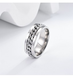 BAGUE ACIER CHAINE SILVER AU MILIEU TAILLE 68