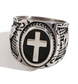 BAGUE ACIER CROIX DE JESUS  TAILLE 64