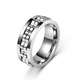 BAGUE ACIER DOUBLE ENGRENAGE SILVER AU MILIEU TAILLE 68