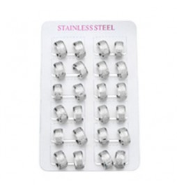 PAIRE DE BOUCLES D'OREILLES CRÉOLES ACIER BRILLANTES 7X12.50X13.50MM