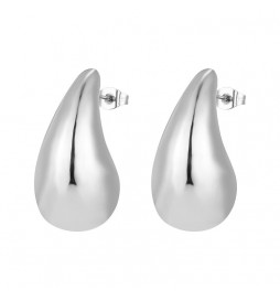 PAIRE DE BOUCLES D'OREILLES CLOUS ACIER INOXYDABLE GROSSE GOUTTE