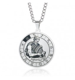 PENDENTIF SIGNE ASTROLOGIQUE VERSEAU ROND 35X30MM