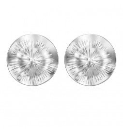 PAIRE DE BOUCLES D'OREILLES CLOUS PLAQUE RONDE FROISSÉE