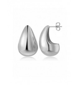 GRANDE PAIRE DE CLOUS D'OREILLES FANTAISIES GOUTTES COULEUR ARGENT 
