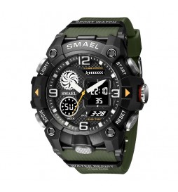 MONTRE SMAEL SPORT WATCH WATER RESIST NOIR BRACELET VERT