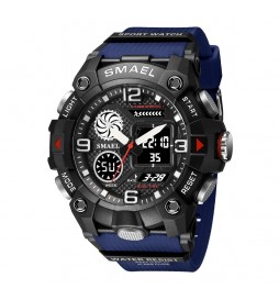 MONTRE SMAEL SPORT WATCH WATER RESIST NOIR BRACELET BLEU