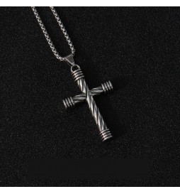 COLLIER CROIX RONDE TRESSÉE LONGUEUR 70 CM