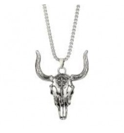 COLLIER ACIER TETE DE BUFFLE LONGUEUR 70 CM