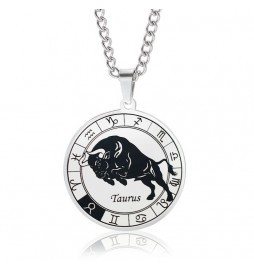 PENDENTIF SIGNE ASTROLOGIQUE TAUREAU ROND 35X30MM