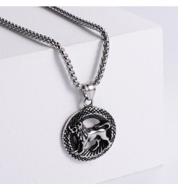  PENDENTIF SIGNE ASTROLOGIQUE LION ROND 35X30MM