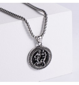  PENDENTIF SIGNE ASTROLOGIQUE GÉMEAUX ROND 35X30MM