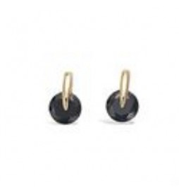 BOUCLE OREILLE PLAQUE OR OXYDE NOIR ROND ROND