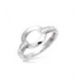 BAGUE ARGENT RHODIE ANNEAU OVAL OXYDES BLANCS