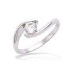 T56 BAGUE ARGENT RHODIE SOLITAIRE OXYDE BLANC 5 MM